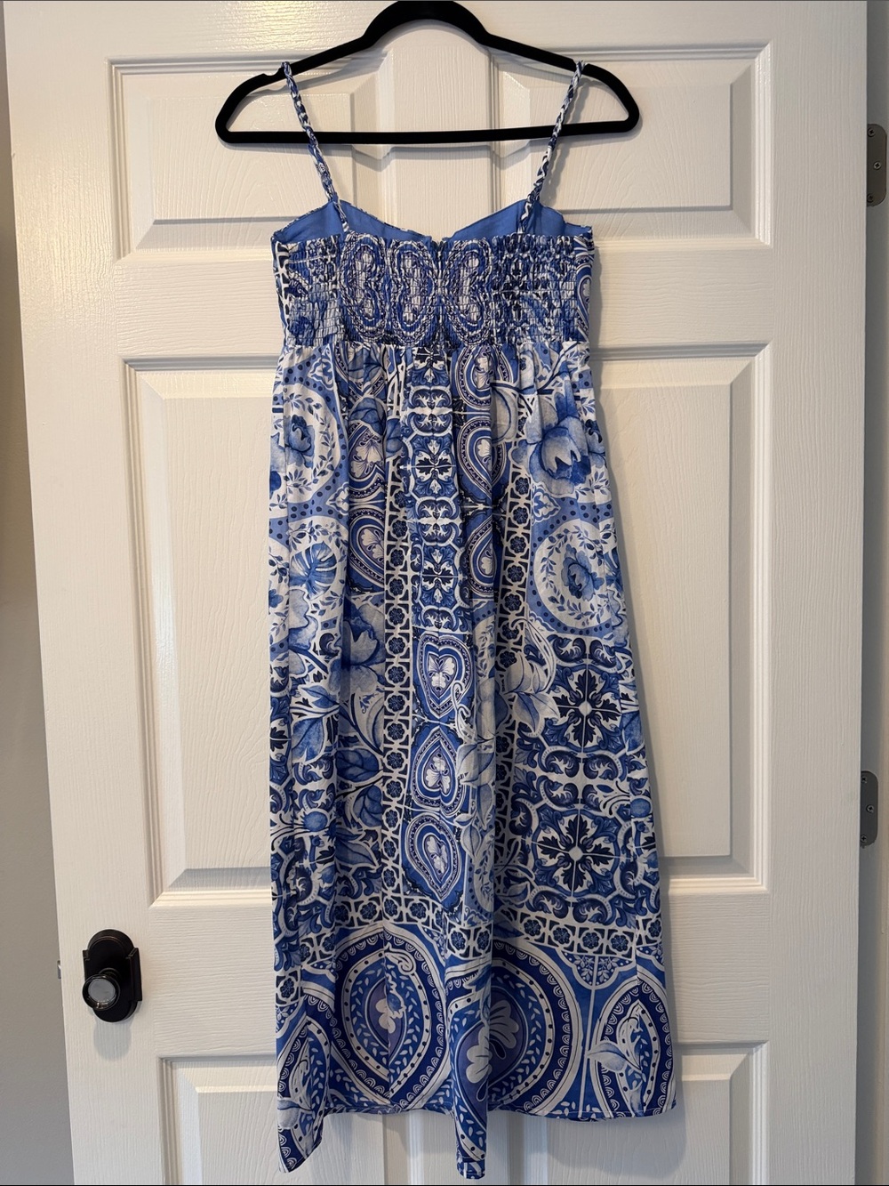 NWOT Caroline Constas Blue and White Printed Midi Sundress size XS - Picture 7 of 9